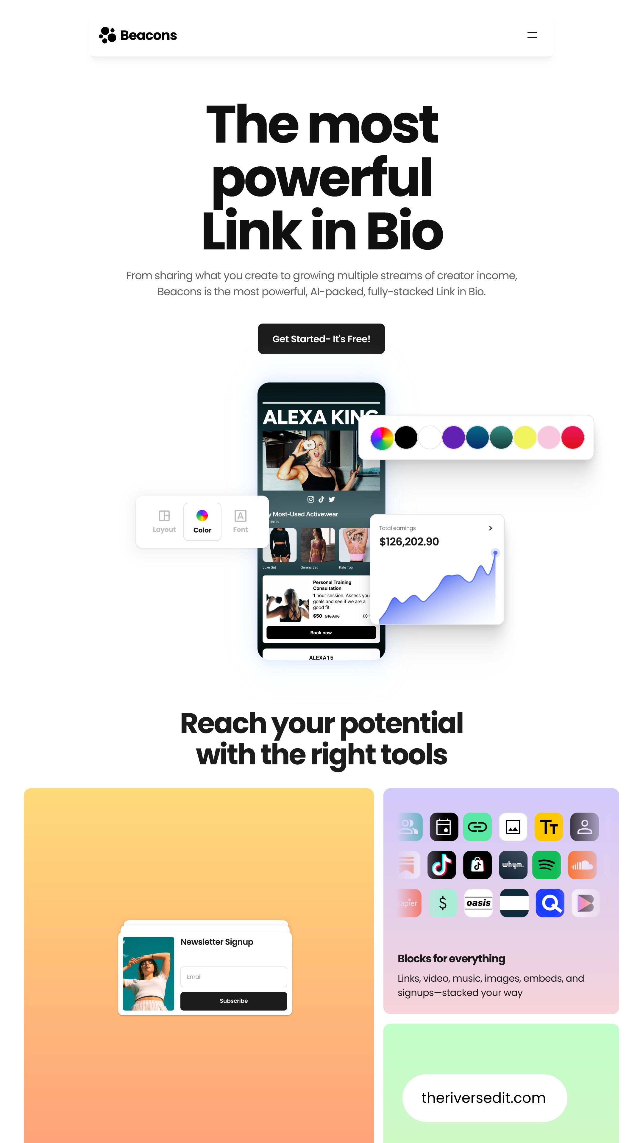 2. Beacons Link in Bio homepage
