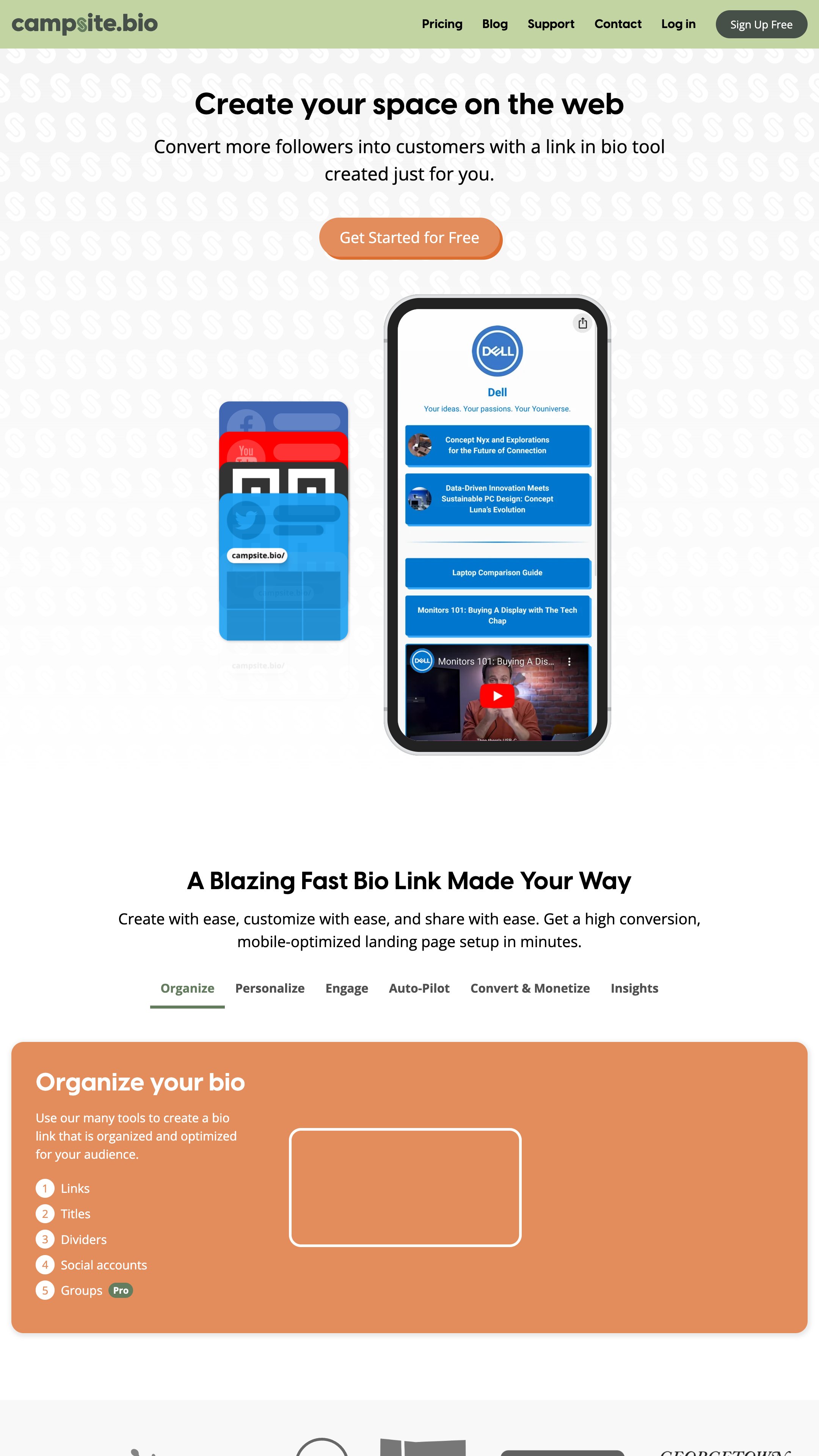 3. Campsite.bio homepage