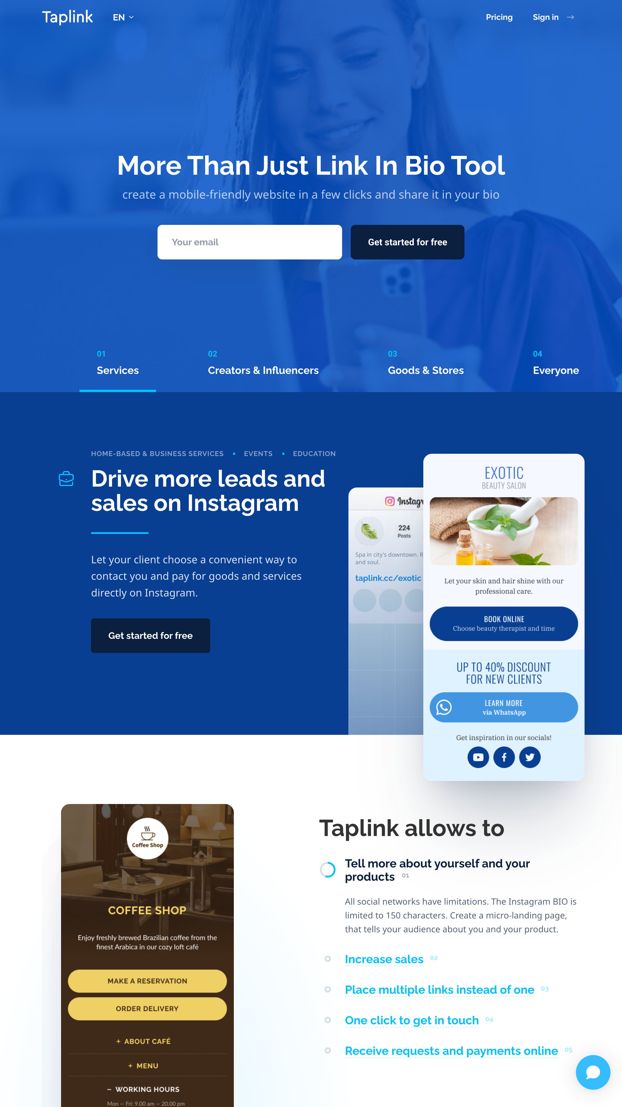 9. Taplink homepage