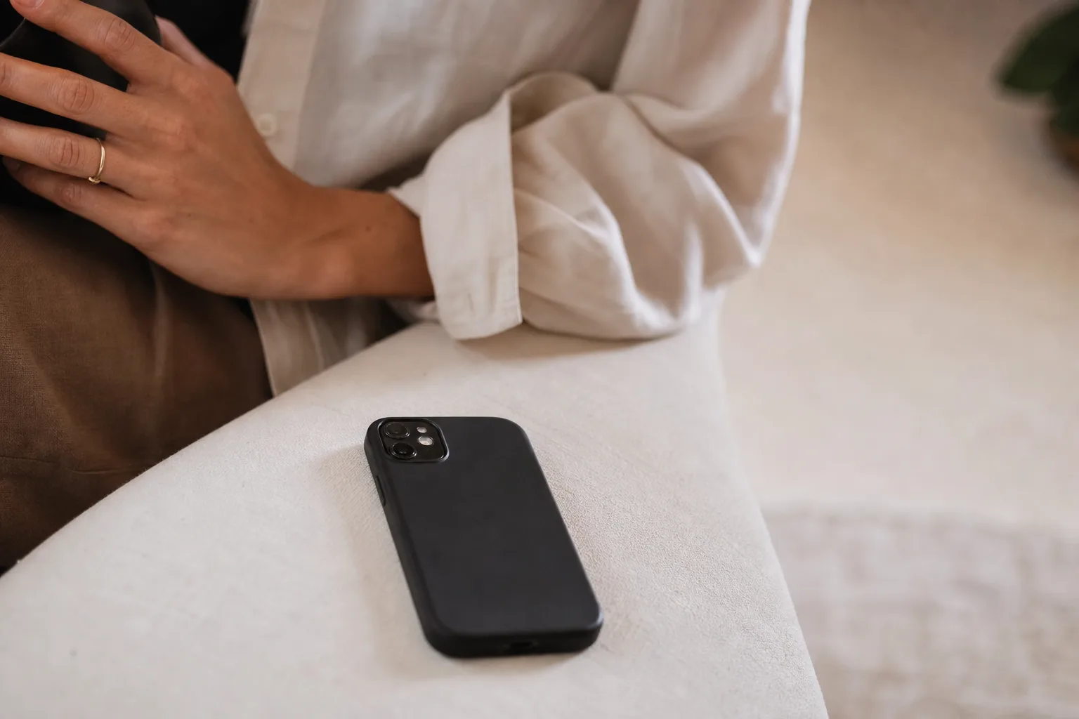 black smartphone near person