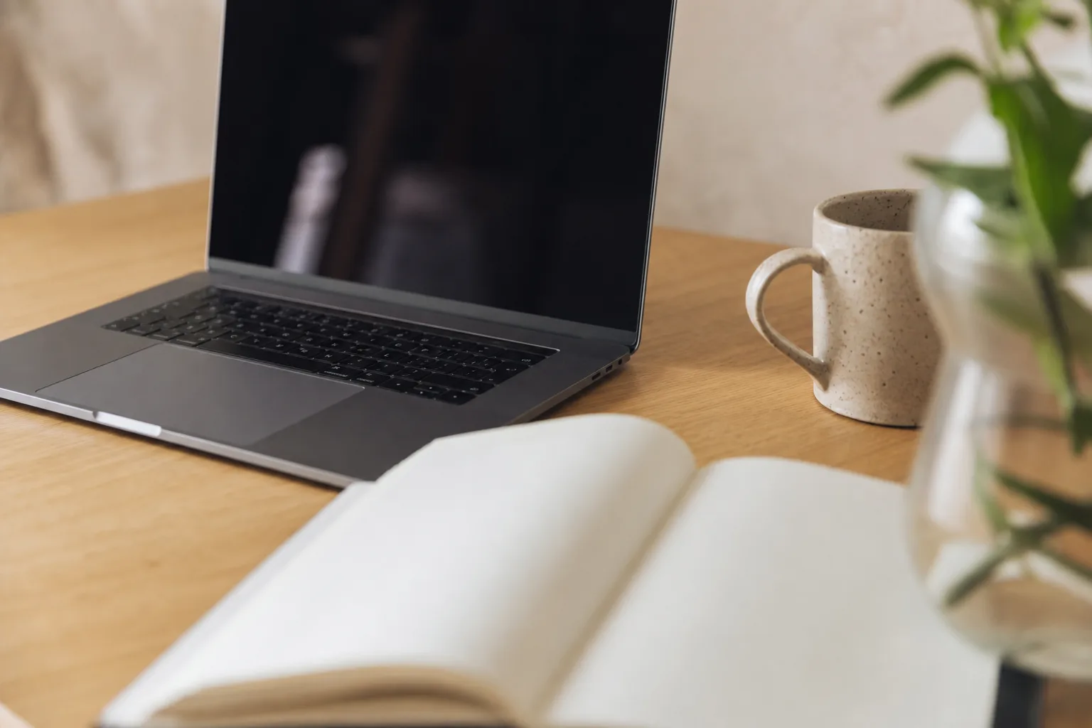 MacBook Pro near white open book