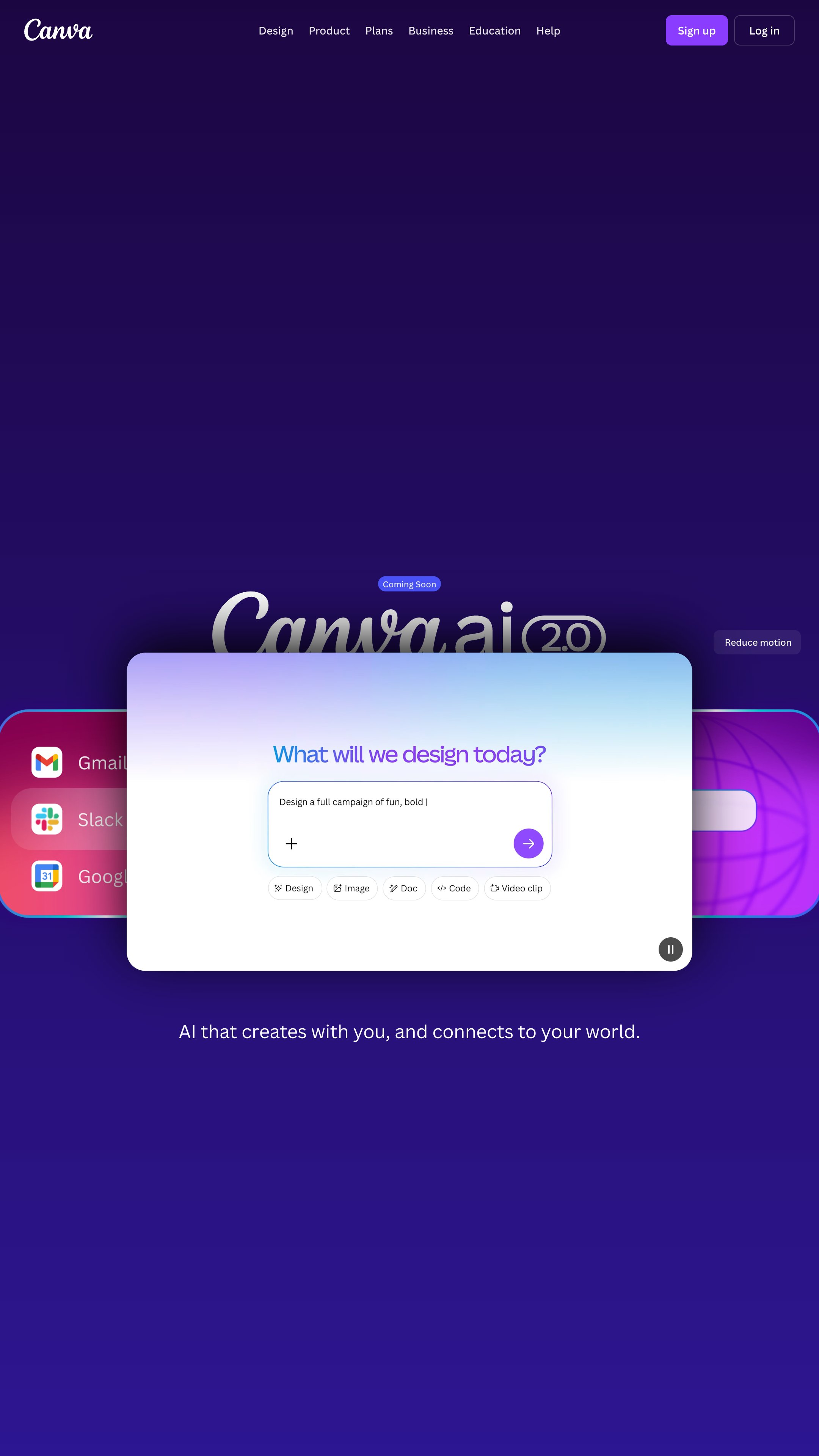 Screenshot of Canva Magic Studio's homepage