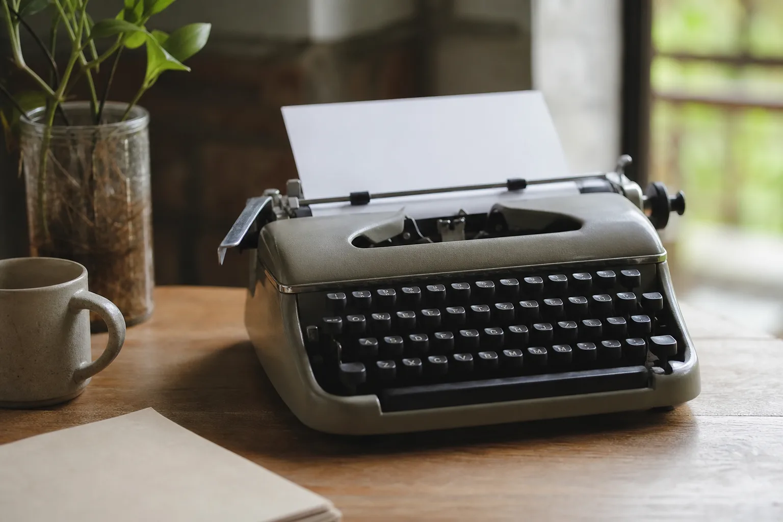 a typewriter with a job application printed on it