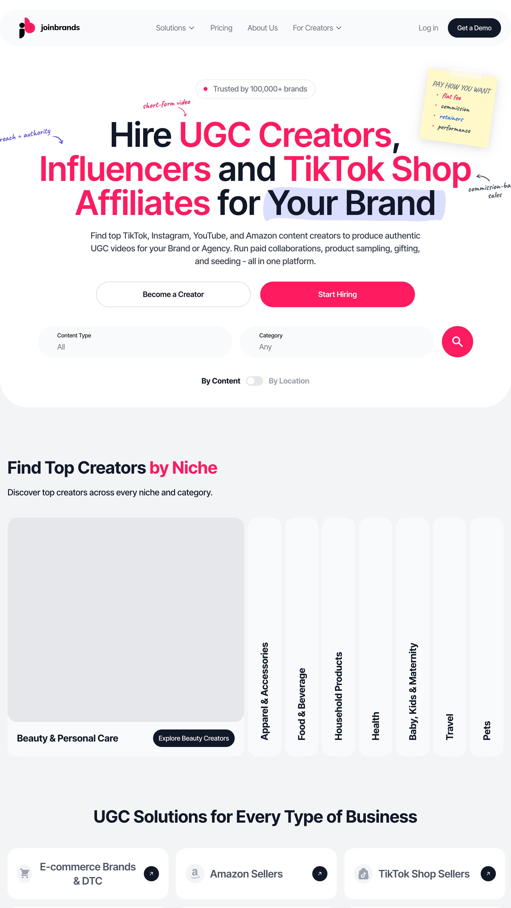 Screenshot of JoinBrands's homepage