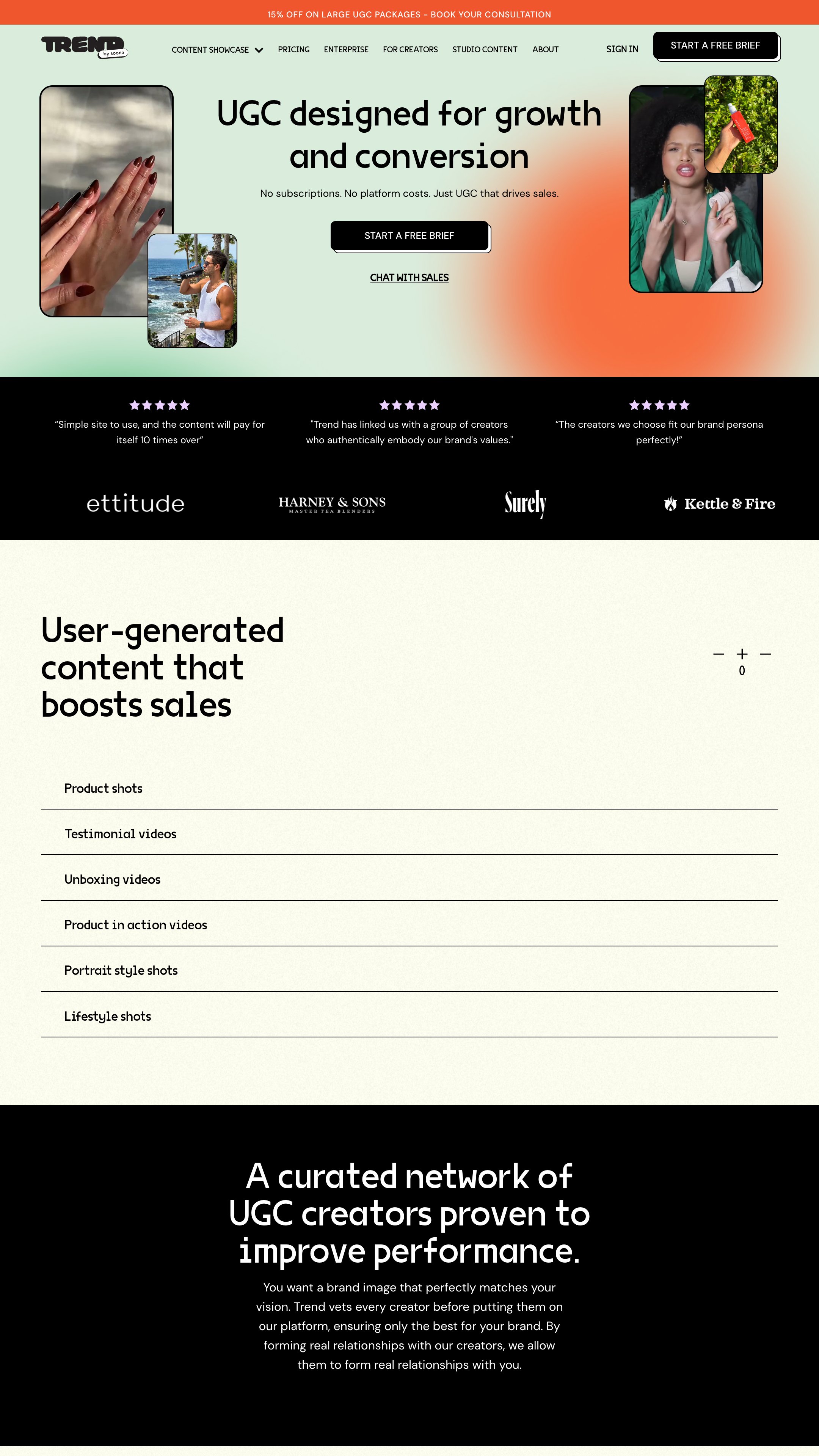 Screenshot of Trend's homepage