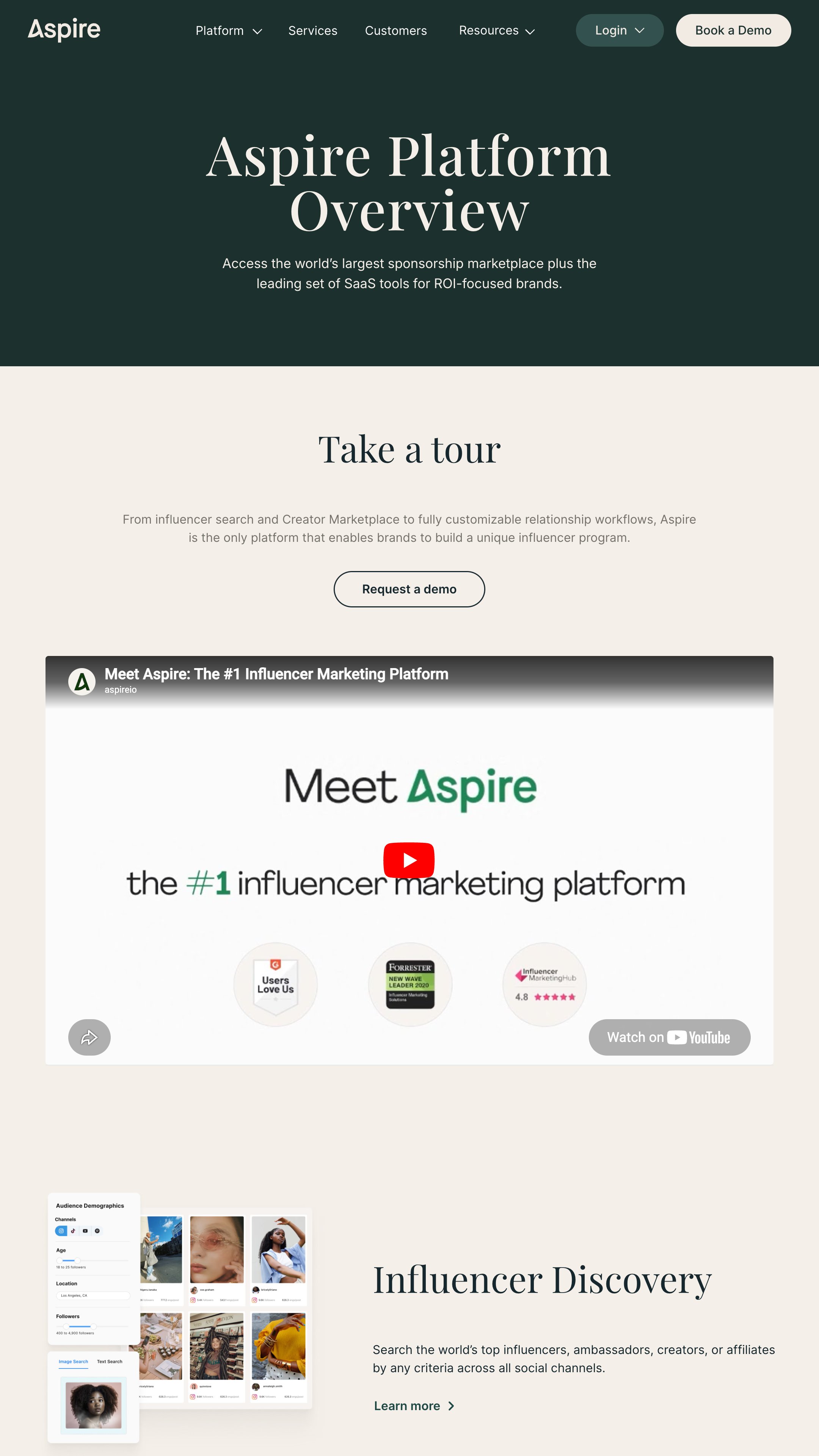 Screenshot of Aspire (formerly AspireIQ)'s homepage