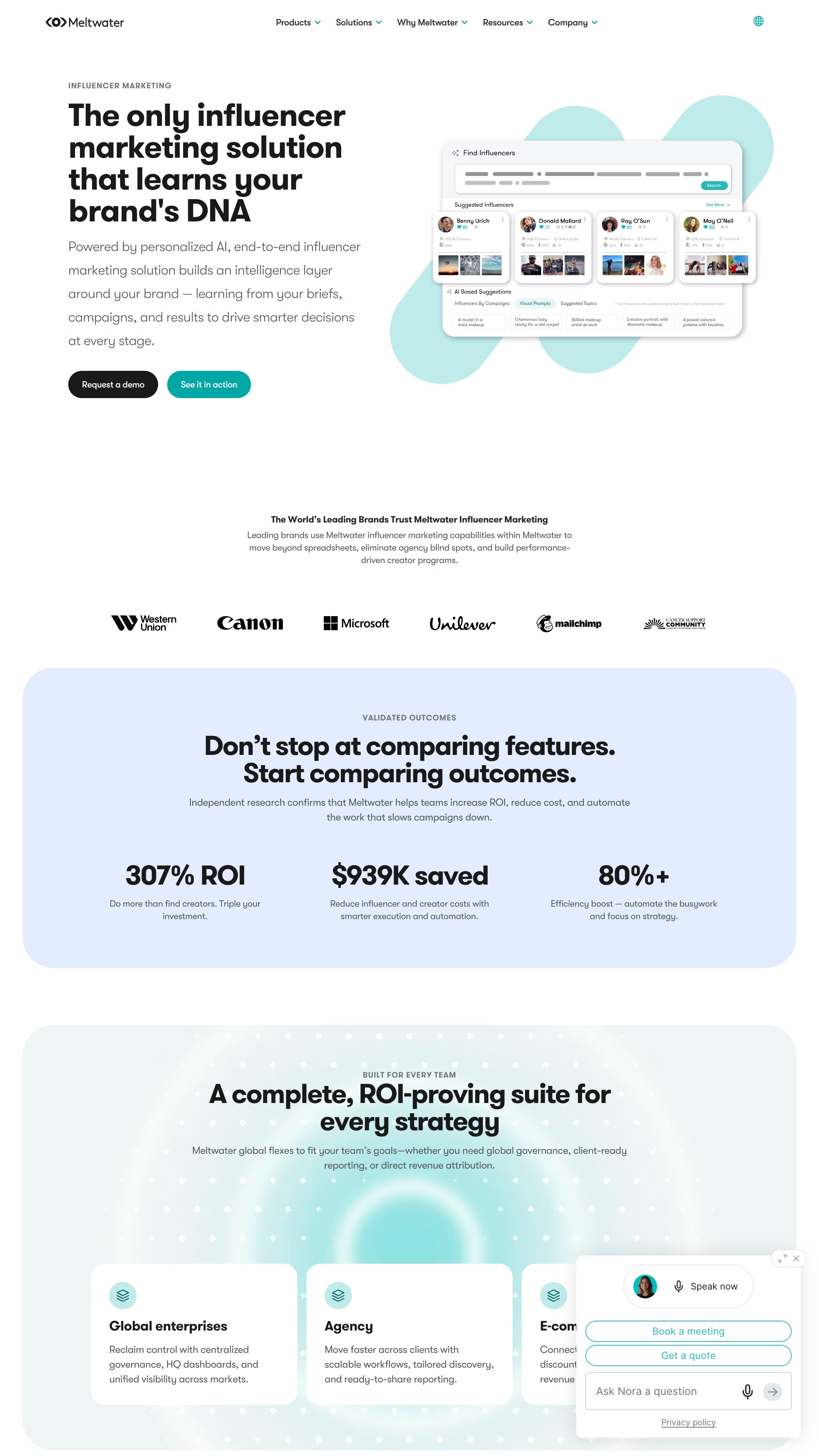 Screenshot of Meltwater Klear's homepage