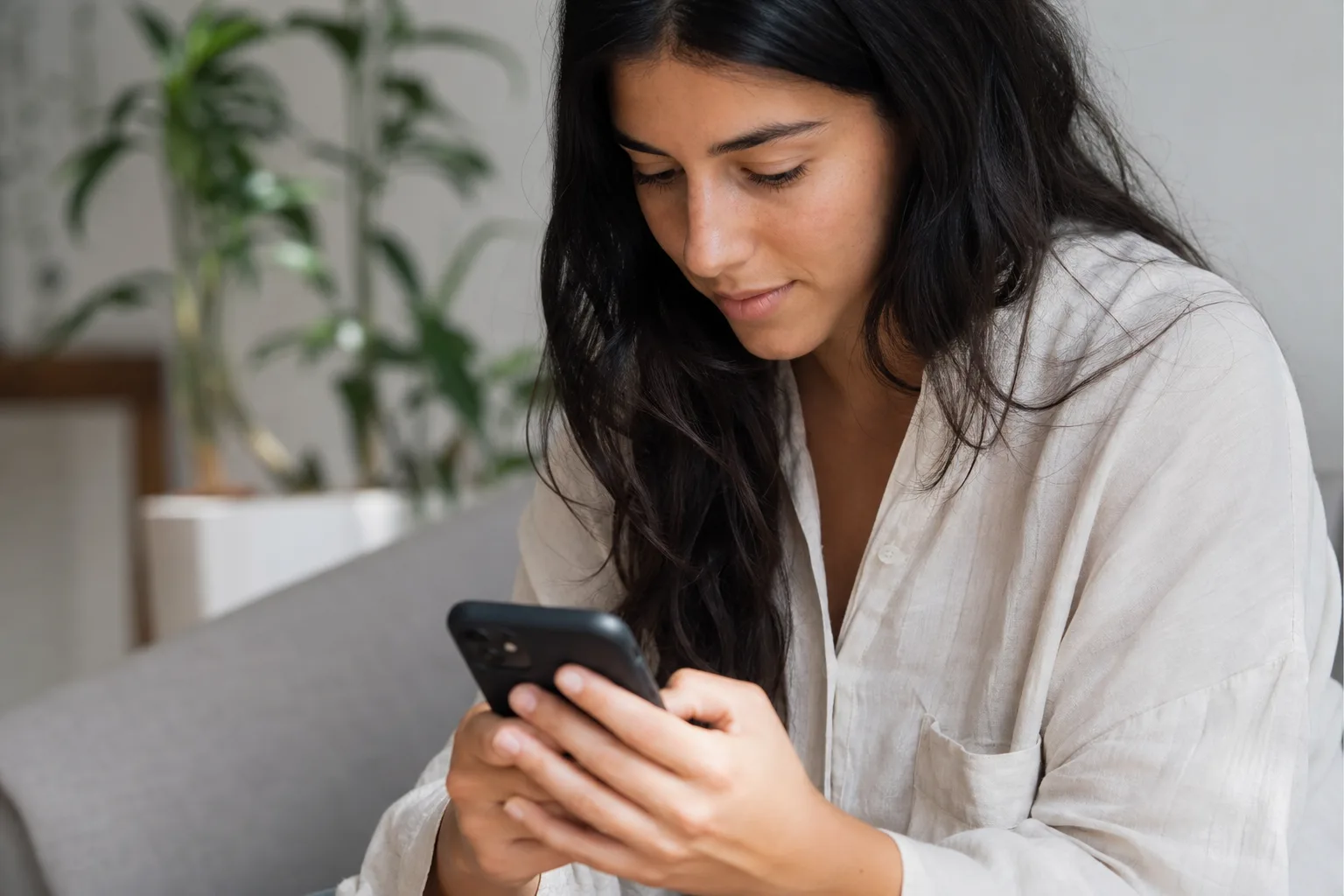 person using Android smartphone